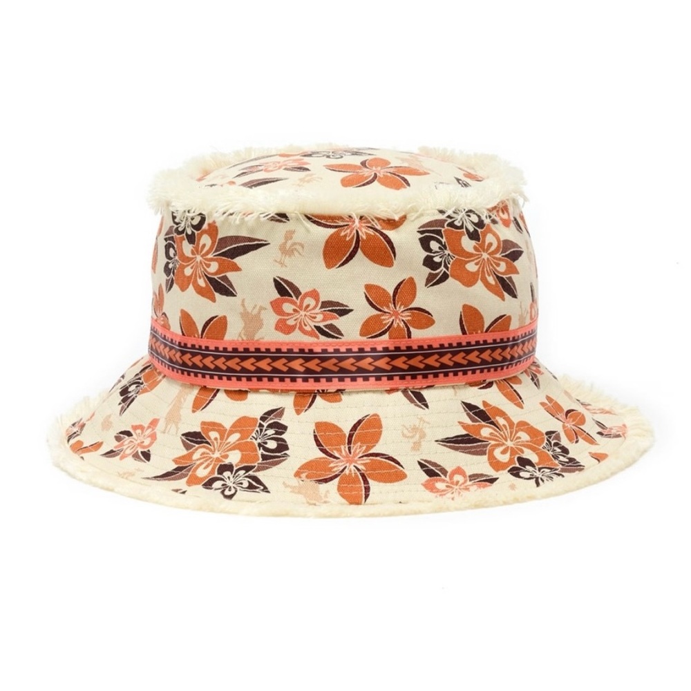 Disney Moana Floral Bucket Hat with Orange and Brown Accents